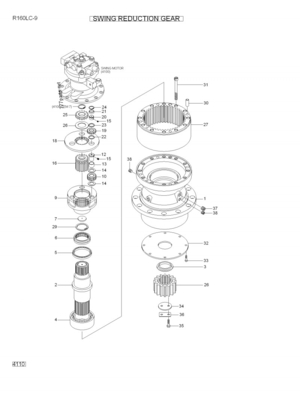 Cambio 31Q6-10140 di riduzione dell'oscillazione di Parts Swing Gearbox R160LC-9 R210LC-9 dell'escavatore per Hyundai