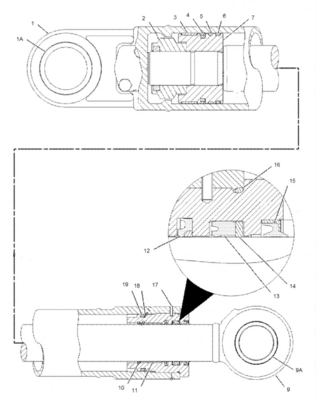 Assy 1589061 del cilindro del secchio di Hydraulic Cylinder E320C 320C dell'escavatore di Belparts