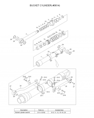 Assy 31N6-60110 del cilindro del secchio del cilindro idraulico R210-7 R210LC-7 dell'escavatore