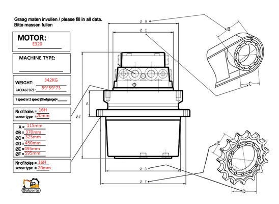 Parti di accessori per escavatori E322C E324D E325C E325D Motore di viaggio Assy 199-4521