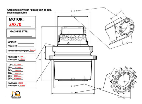 Ricambi per escavatori 4429255 4445648 riduttore di marcia ZX70 ZX80 ZX80LCK EG70R-3 cambio oscillante