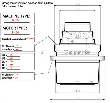 Hyundai R305 R335 R290-7 R300LC-9S Motore Idraulico di Traslazione 31N8-40011
