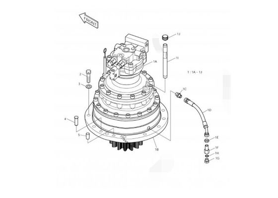 Motore idraulico rosso 255LC-V solare DX255 401-00352 dell'oscillazione delle parti dell'escavatore